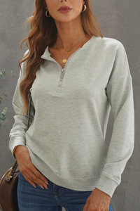 Stockpapa Ladies Gray Plain Half Zip Front Sweatshirt Inventory