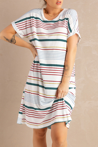 Stockpapa Short-Sleeved Striped T-shirt Mini Dress