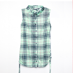 Ladies High Quality Sleeveless Plaid Shirts